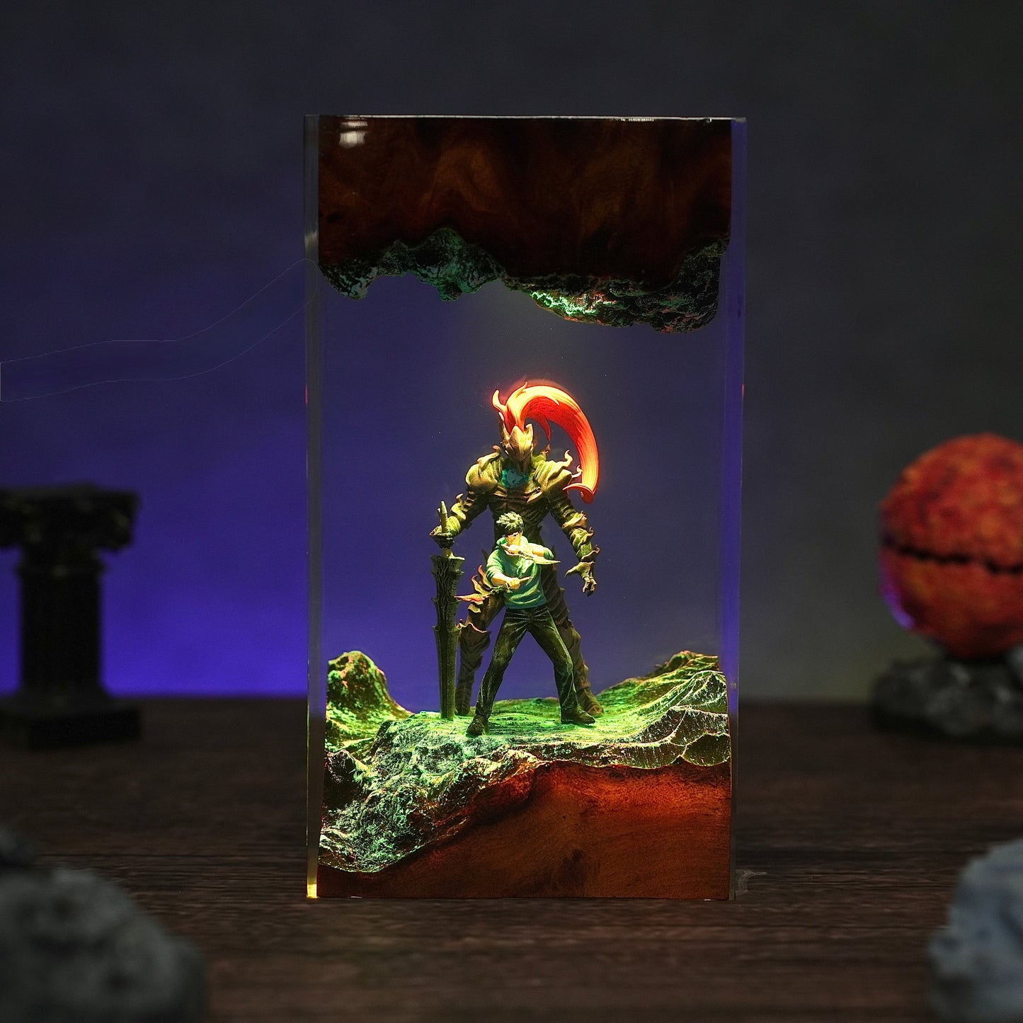 The Shadow Monarch: Loyal Red Knight Resin Lamp