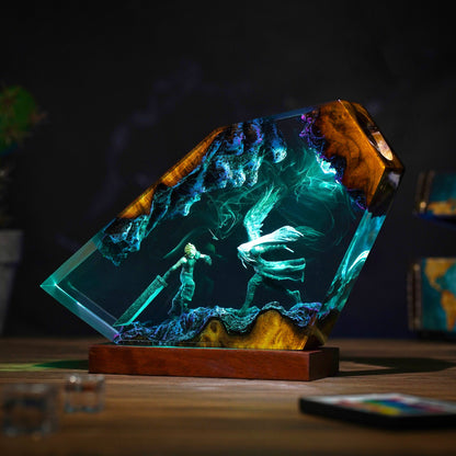 The Buster Warrior vs The One Winged Angel Resin Lamp