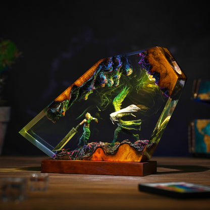 The Buster Warrior vs The One Winged Angel Resin Lamp