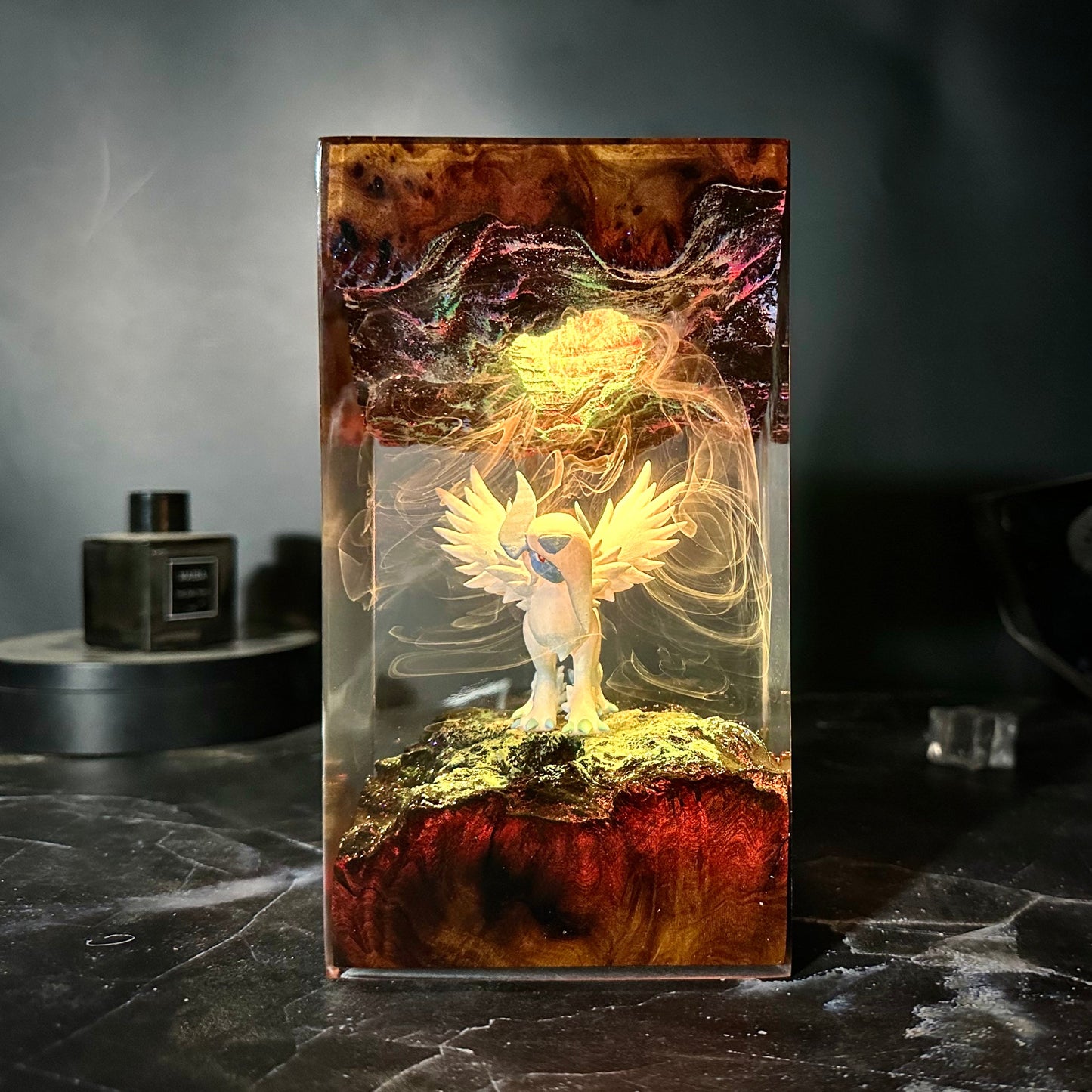 Midnight Guardian: The Silver Mane Resin Lamp