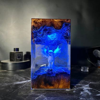 Midnight Guardian: The Silver Mane Resin Lamp