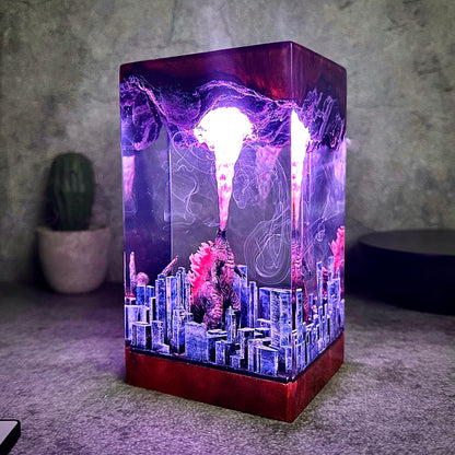 The Apex Predator: Neon Skyline Resin Lamp