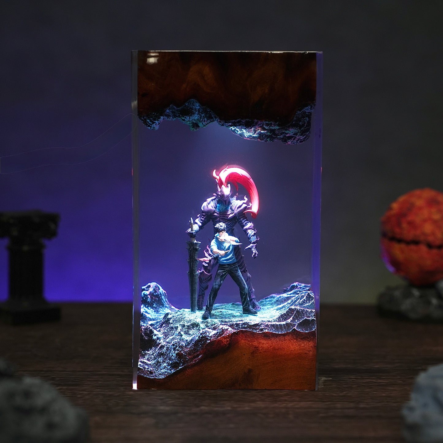 The Shadow Monarch: Loyal Red Knight Resin Lamp