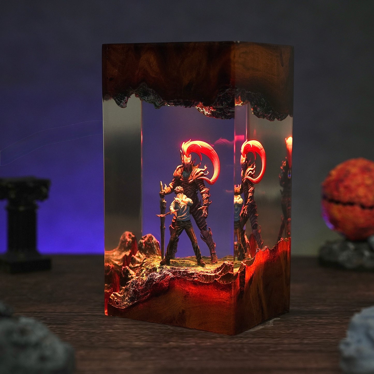 The Shadow Monarch: Loyal Red Knight Resin Lamp